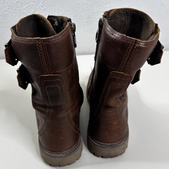 Timberland Sz 8 Earthkeepers Leather Brown Double Buckle Side Zip Boots  EUC - Picture 6 of 12